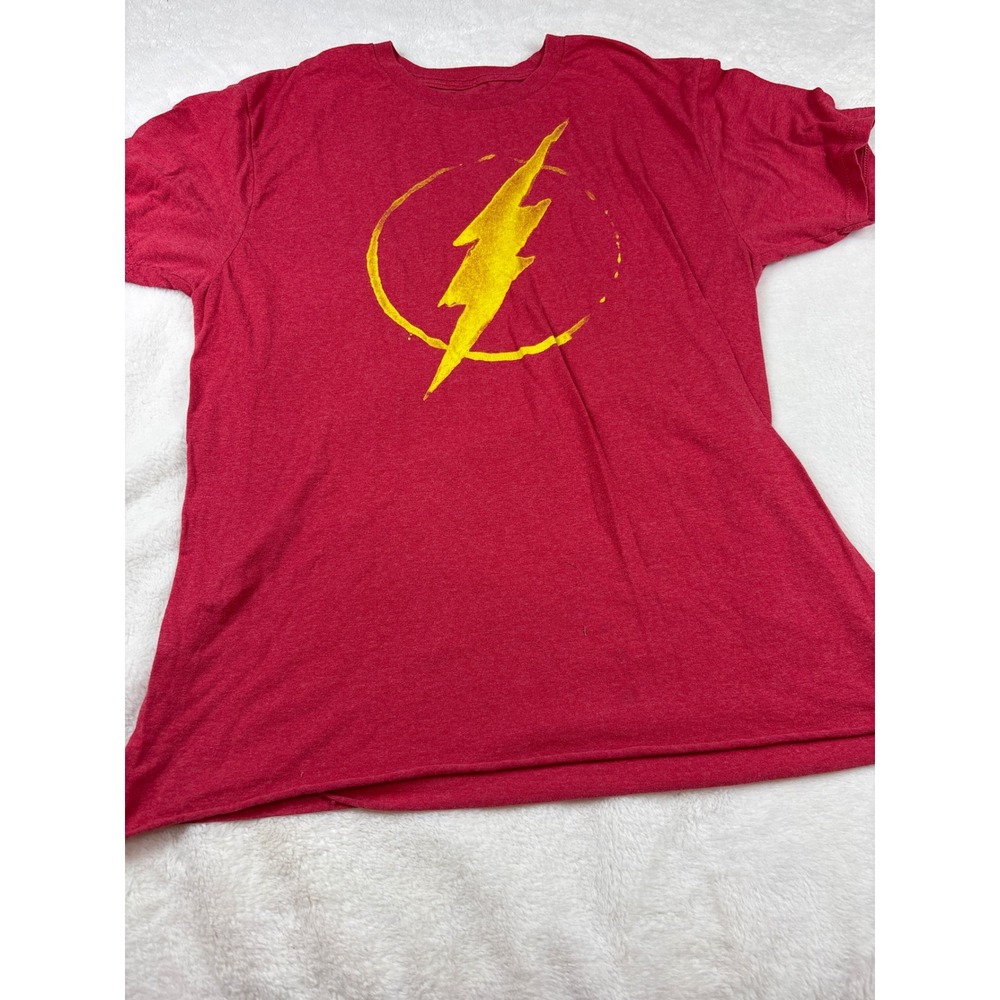 DC Comics The Flash T Shirt Mens Large Red Heather Lightning Bolt Logo Graphic